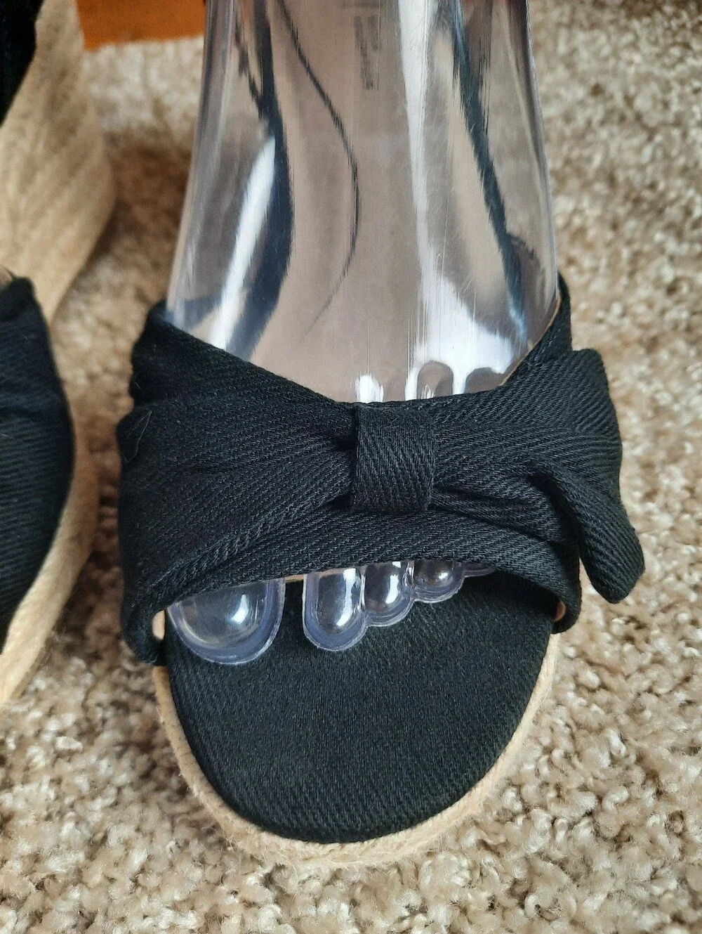 🛍 UIB Life Stride Tahlia Black Canvas Ankle Strap Bow Espadrille Wedges Size 7